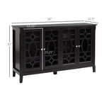HOMCOM Modern Sideboard Espresso Storage Console Table Buffet Cabinet Glass Doors Living Dining Room - Comfortable Living Decor