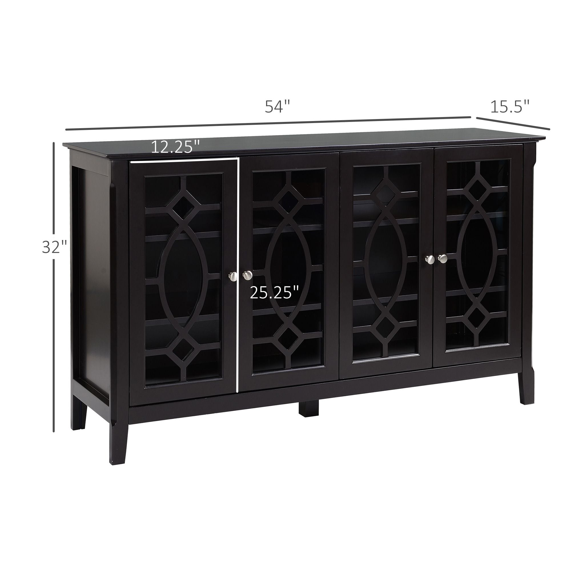 HOMCOM Modern Sideboard Espresso Storage Console Table Buffet Cabinet Glass Doors Living Dining Room - Comfortable Living Decor