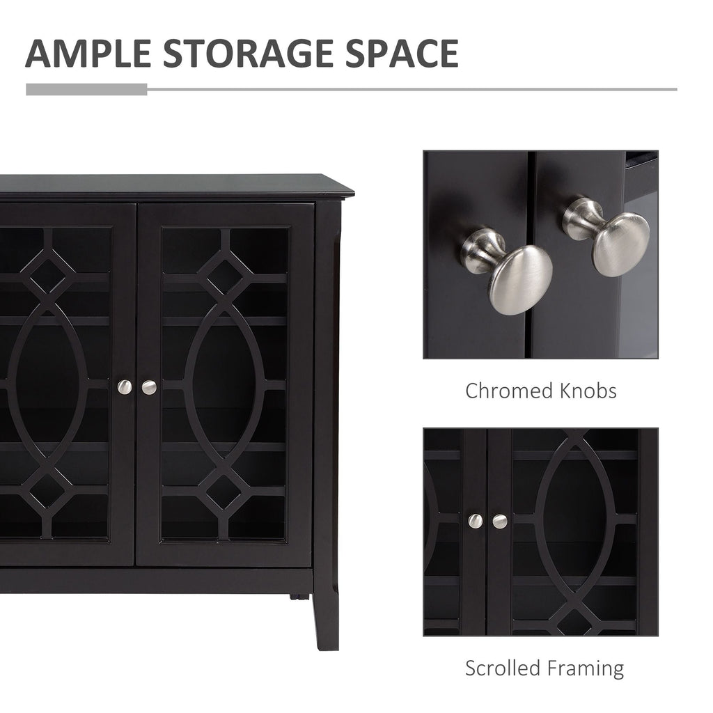 HOMCOM Modern Sideboard Espresso Storage Console Table Buffet Cabinet Glass Doors Living Dining Room - Comfortable Living Decor