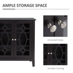 HOMCOM Modern Sideboard Espresso Storage Console Table Buffet Cabinet Glass Doors Living Dining Room - Comfortable Living Decor