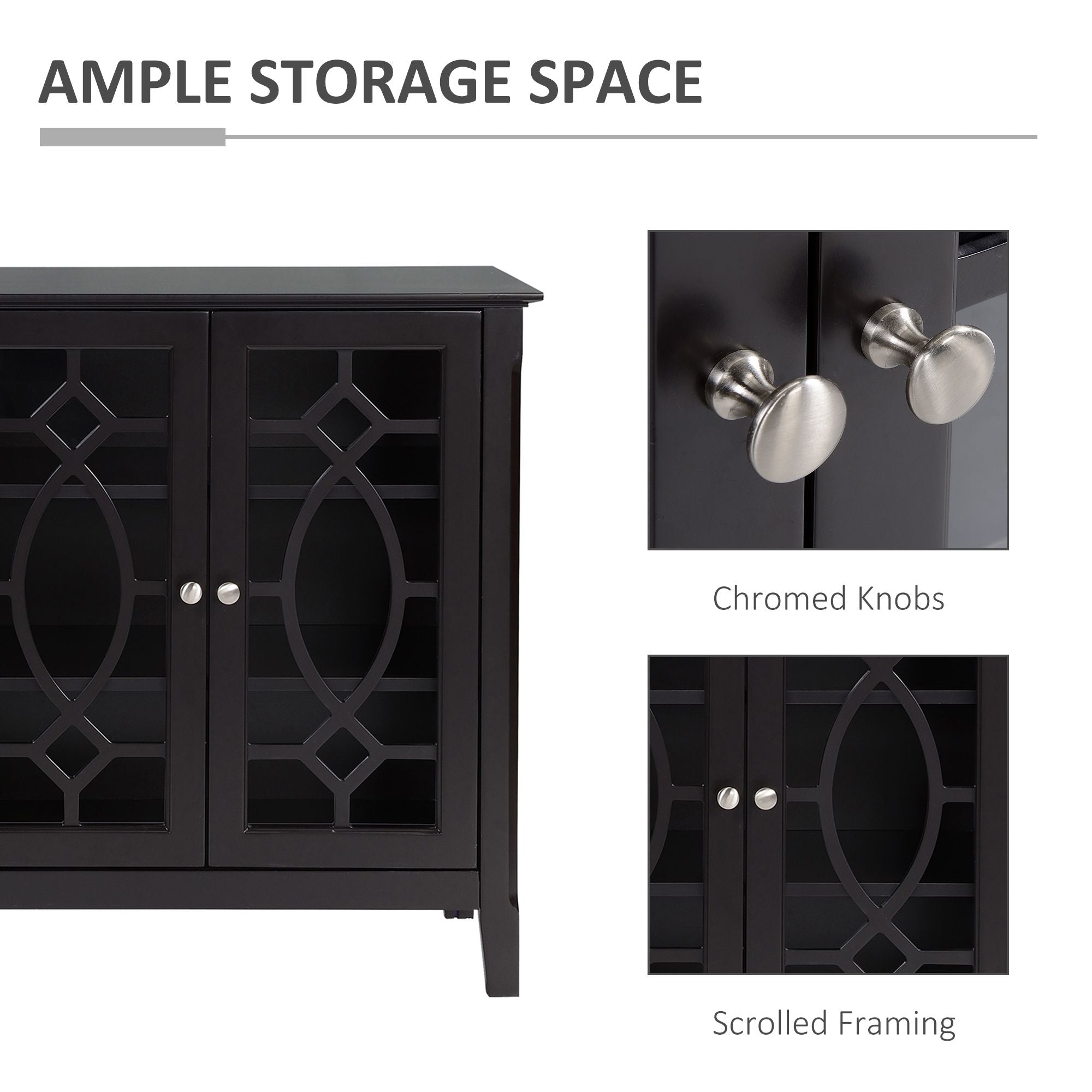 HOMCOM Modern Sideboard Espresso Storage Console Table Buffet Cabinet Glass Doors Living Dining Room - Comfortable Living Decor