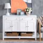 HOMCOM Modern White Buffet, Metal Hinges & Round Handles, Dining Room Storage - Comfortable Living Decor