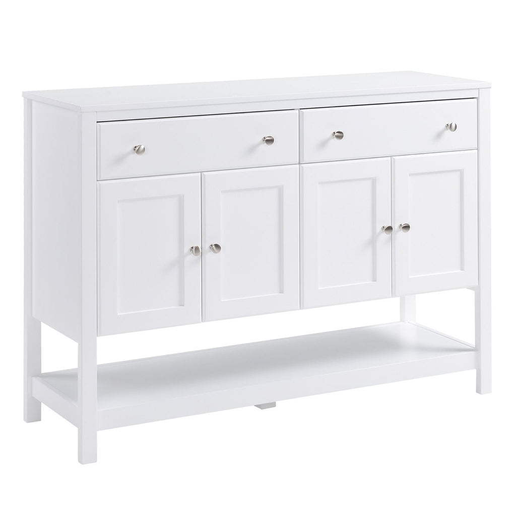 HOMCOM Modern White Buffet, Metal Hinges & Round Handles, Dining Room Storage - Comfortable Living Decor