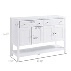 HOMCOM Modern White Buffet, Metal Hinges & Round Handles, Dining Room Storage - Comfortable Living Decor