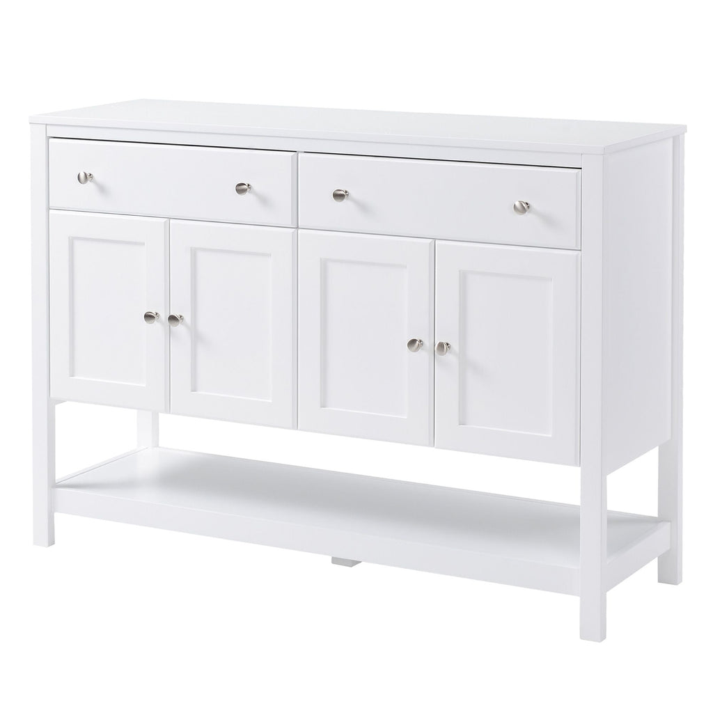 HOMCOM Modern White Buffet, Metal Hinges & Round Handles, Dining Room Storage - Comfortable Living Decor