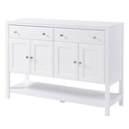 HOMCOM Modern White Buffet, Metal Hinges & Round Handles, Dining Room Storage - Comfortable Living Decor