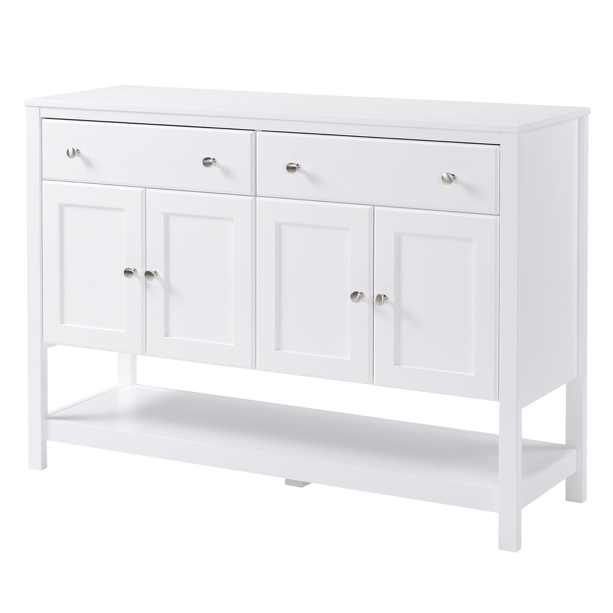 HOMCOM Modern White Buffet, Metal Hinges & Round Handles, Dining Room Storage - Comfortable Living Decor