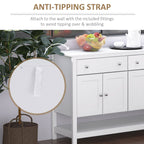 HOMCOM Modern White Buffet, Metal Hinges & Round Handles, Dining Room Storage - Comfortable Living Decor