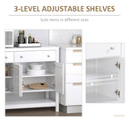 HOMCOM Modern White Buffet, Metal Hinges & Round Handles, Dining Room Storage - Comfortable Living Decor