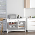 HOMCOM Modern White Buffet, Metal Hinges & Round Handles, Dining Room Storage - Comfortable Living Decor
