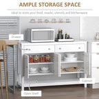 HOMCOM Modern White Buffet, Metal Hinges & Round Handles, Dining Room Storage - Comfortable Living Decor