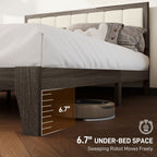 HOMCOM Queen Size Bed Frame with Headboard Queen Platform Bed Frame with Wooden Slats No Box Spring Needed Easy Assembly Walnut - Comfortable Living Decor