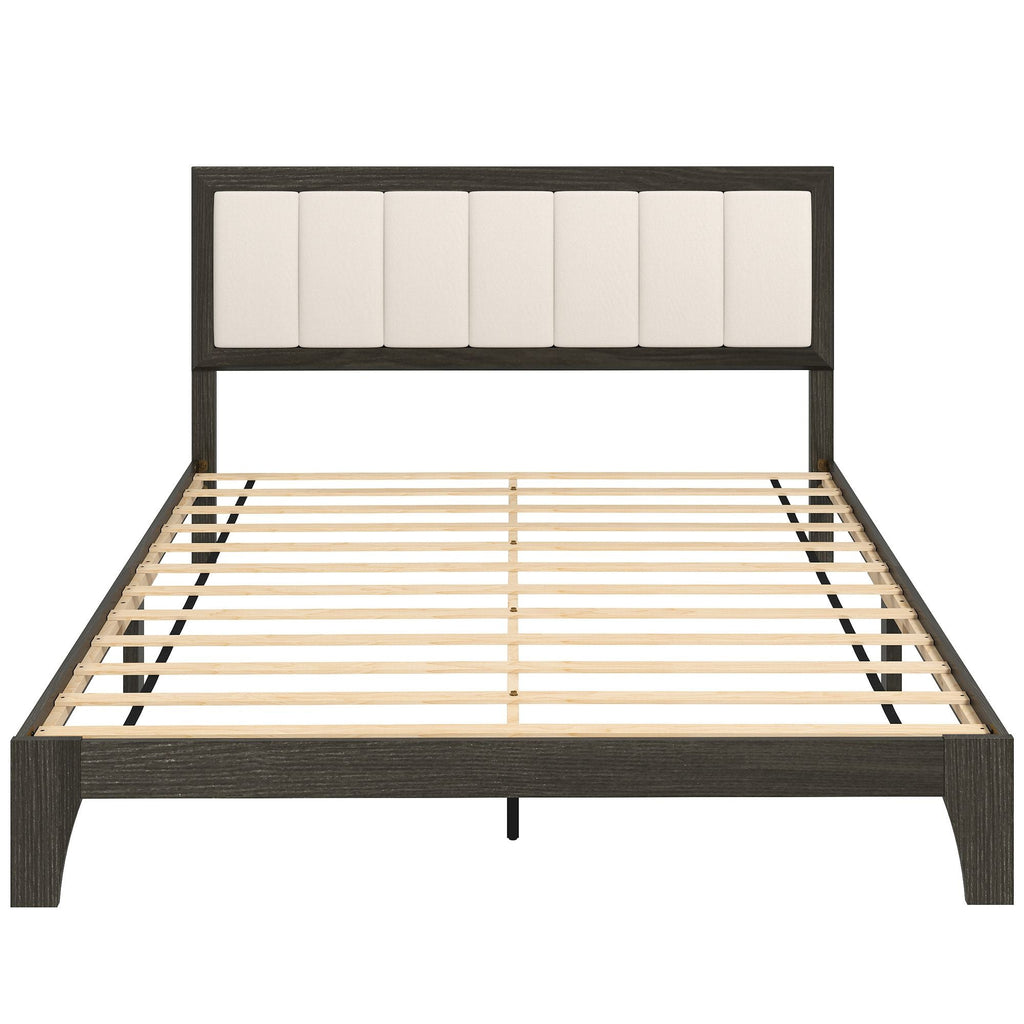 HOMCOM Queen Size Bed Frame with Headboard Queen Platform Bed Frame with Wooden Slats No Box Spring Needed Easy Assembly Walnut - Comfortable Living Decor