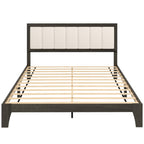 HOMCOM Queen Size Bed Frame with Headboard Queen Platform Bed Frame with Wooden Slats No Box Spring Needed Easy Assembly Walnut - Comfortable Living Decor