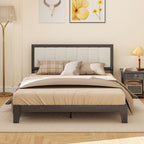 HOMCOM Queen Size Bed Frame with Headboard Queen Platform Bed Frame with Wooden Slats No Box Spring Needed Easy Assembly Walnut - Comfortable Living Decor