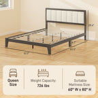 HOMCOM Queen Size Bed Frame with Headboard Queen Platform Bed Frame with Wooden Slats No Box Spring Needed Easy Assembly Walnut - Comfortable Living Decor