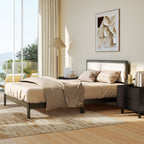 HOMCOM Queen Size Bed Frame with Headboard Queen Platform Bed Frame with Wooden Slats No Box Spring Needed Easy Assembly Walnut - Comfortable Living Decor