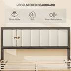 HOMCOM Queen Size Bed Frame with Headboard Queen Platform Bed Frame with Wooden Slats No Box Spring Needed Easy Assembly Walnut - Comfortable Living Decor