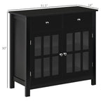HOMCOM Sideboard Buffet Cabinet, Storage Cupboard with Glass Doors, Adjustable Shelf and 2 Drawers for Kitchen, Black - Comfortable Living Decor