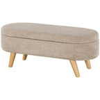 HOMCOM Storage Ottoman Bench, 43.3" Upholstered End of Bed Bench with Wood Legs, Modern Entryway Bench, Beige - Comfortable Living Decor