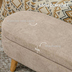 HOMCOM Storage Ottoman Bench, 43.3" Upholstered End of Bed Bench with Wood Legs, Modern Entryway Bench, Beige - Comfortable Living Decor