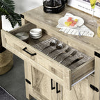 HOMCOM Wooden Farmhouse Sideboard Oak Finish Kitchen Buffet Cabinet with Drawer and Shelf - Comfortable Living Decor