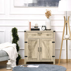 HOMCOM Wooden Farmhouse Sideboard Oak Finish Kitchen Buffet Cabinet with Drawer and Shelf - Comfortable Living Decor
