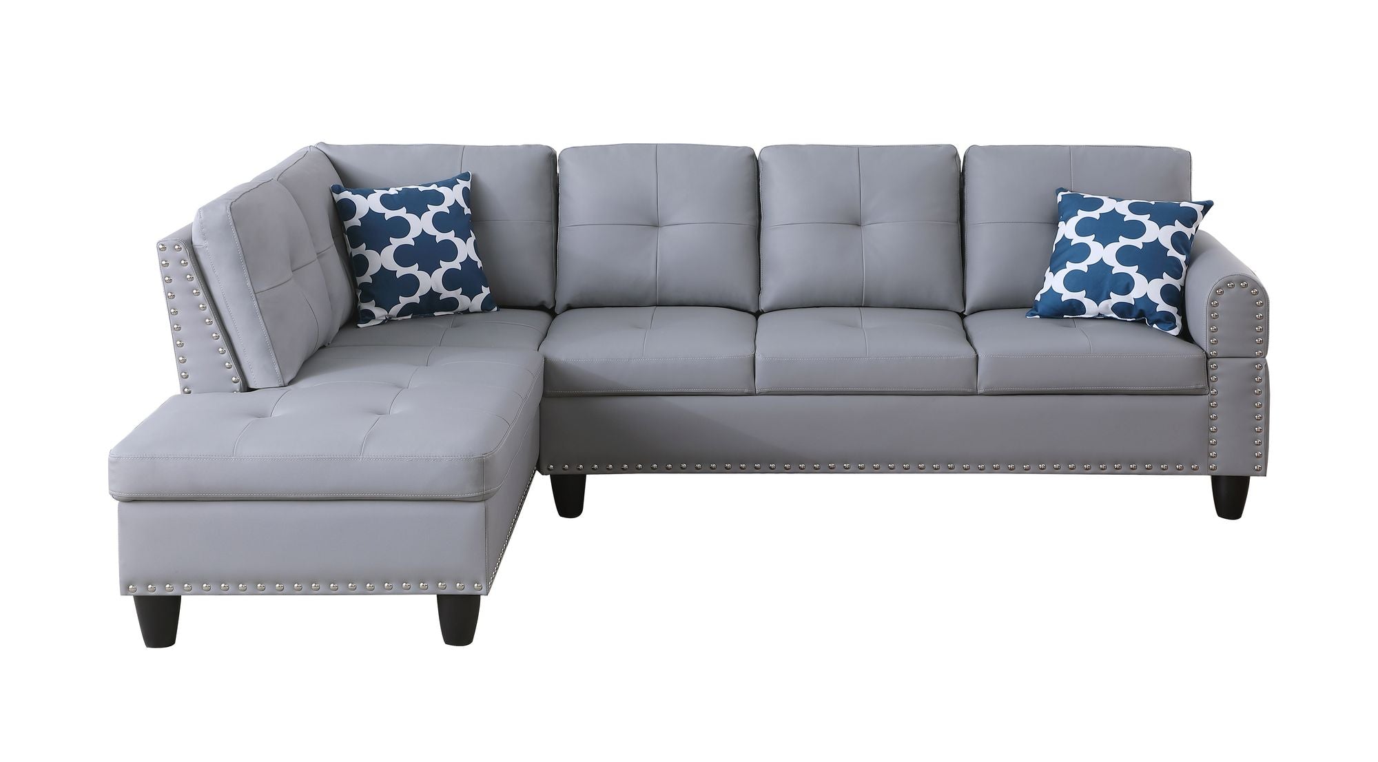 Irine Faux Leather Sectional Sofa with Ottoman - Comfortable Living Decor