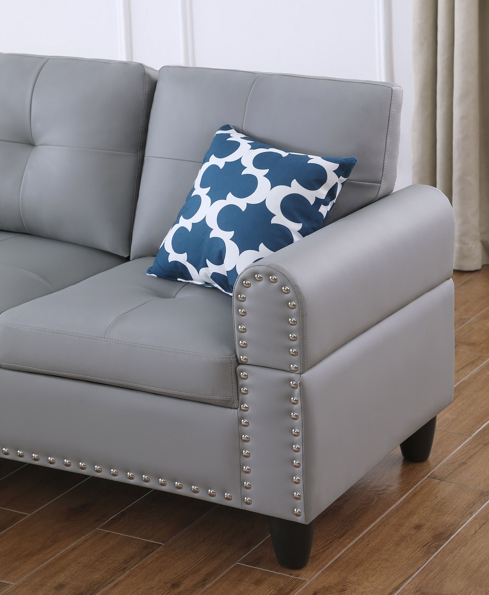 Irine Faux Leather Sectional Sofa with Ottoman - Comfortable Living Decor