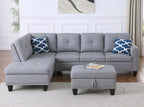 Irine Faux Leather Sectional Sofa with Ottoman - Comfortable Living Decor