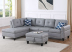 Irine Faux Leather Sectional Sofa with Ottoman - Comfortable Living Decor