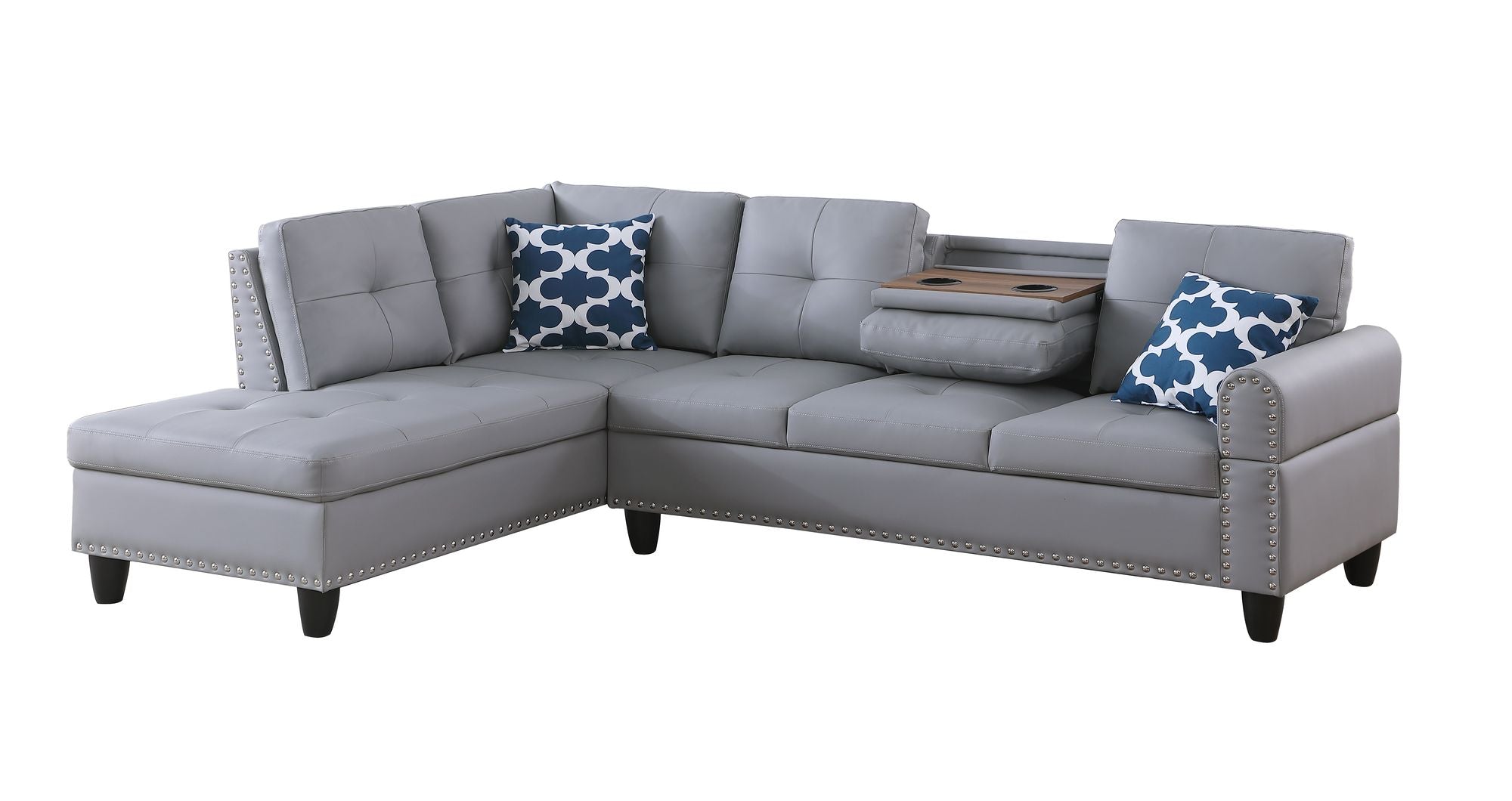 Irine Faux Leather Sectional Sofa with Ottoman - Comfortable Living Decor