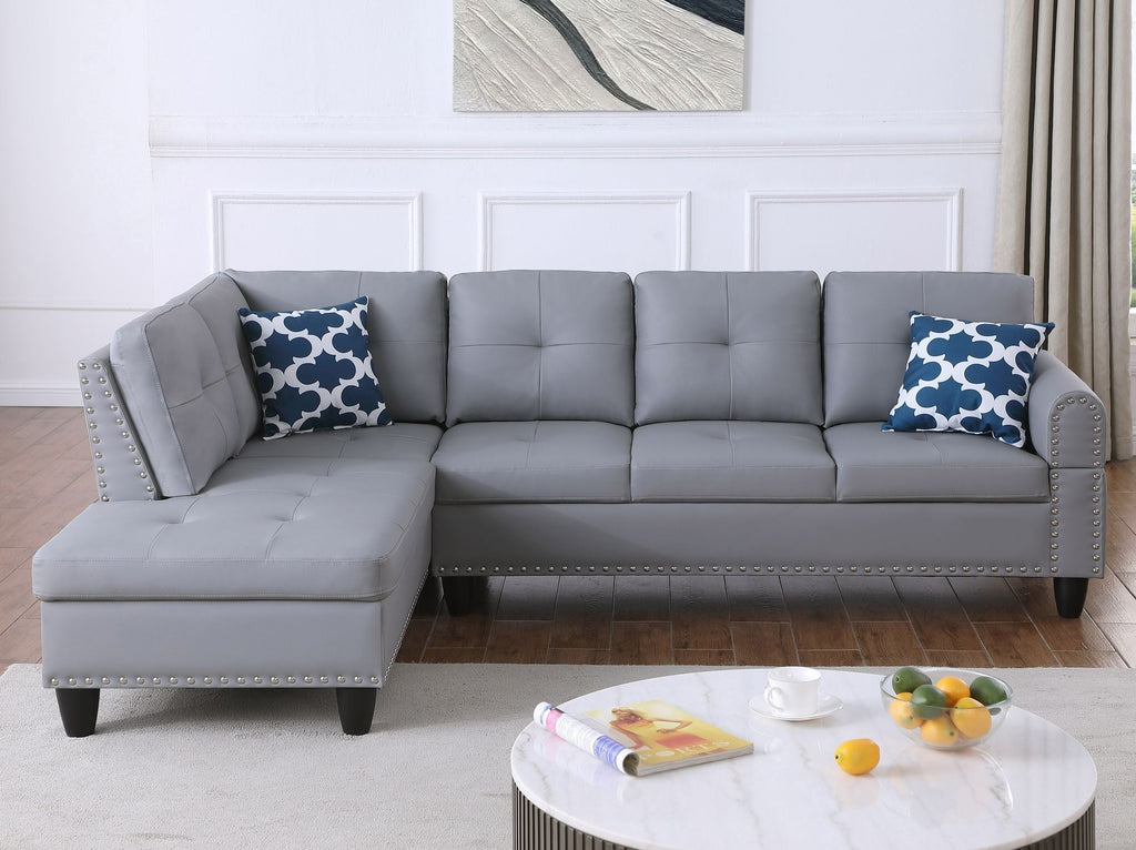 Irine Faux Leather Sectional Sofa with Ottoman - Comfortable Living Decor