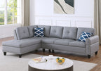 Irine Faux Leather Sectional Sofa with Ottoman - Comfortable Living Decor