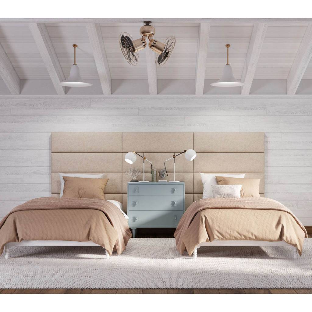 Jaxx Panelist Modern Padded Headboard – Set of 4 Wall Mounted Panels (Each 11.25" x 30") - Queen, Dune Beige Microvelvet - Comfortable Living Decor