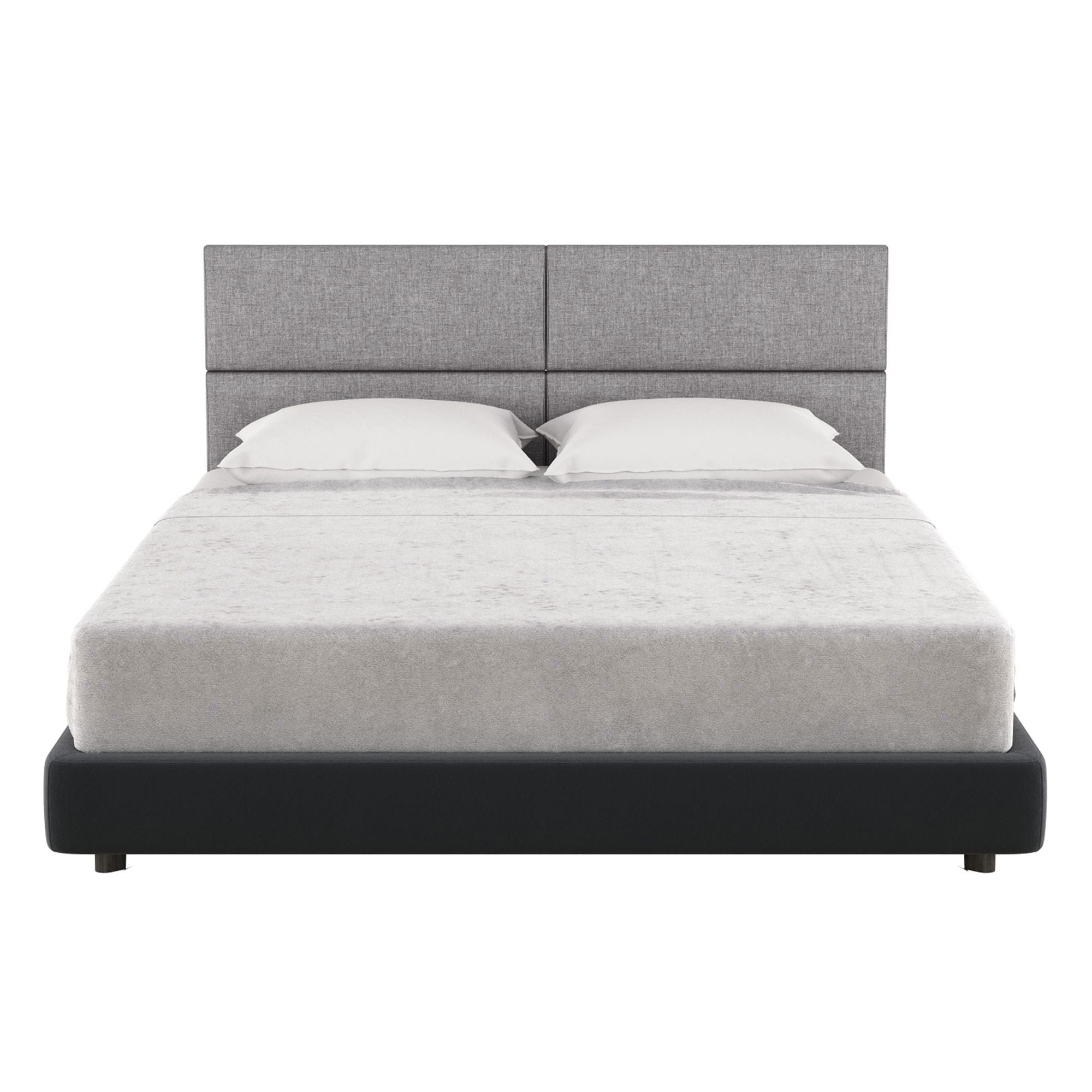 Jaxx Panelist Modern Padded Headboard – Set of 4 Wall Mounted Panels (Each 11.25" x 30") - Queen, Mouse Grey Microvelvet - Comfortable Living Decor