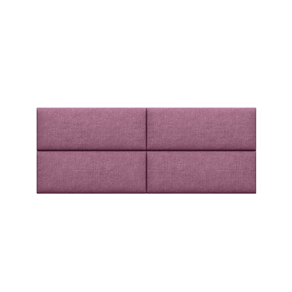 Jaxx Panelist Modern Padded Headboard – Set of 4 Wall Mounted Panels (Each 11.25" x 30") - Queen, Plum Microvelvet - Comfortable Living Decor