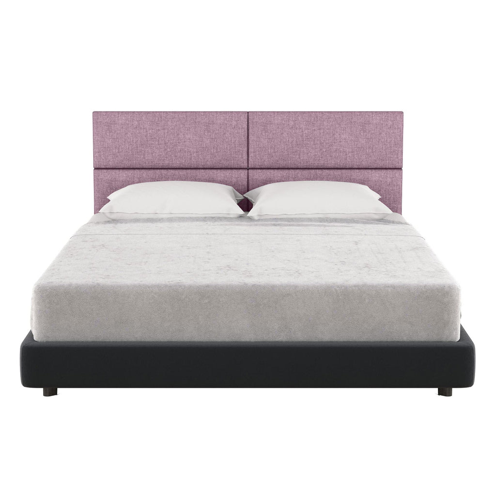 Jaxx Panelist Modern Padded Headboard – Set of 4 Wall Mounted Panels (Each 11.25" x 30") - Queen, Plum Microvelvet - Comfortable Living Decor
