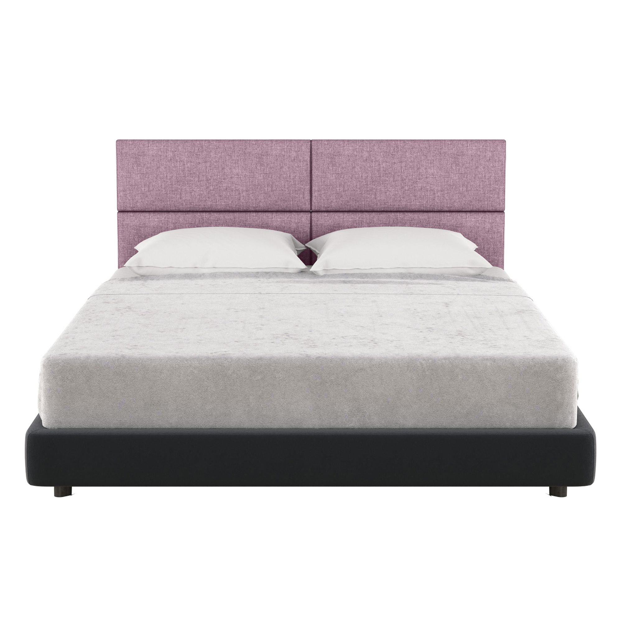 Jaxx Panelist Modern Padded Headboard – Set of 4 Wall Mounted Panels (Each 11.25" x 30") - Queen, Plum Microvelvet - Comfortable Living Decor
