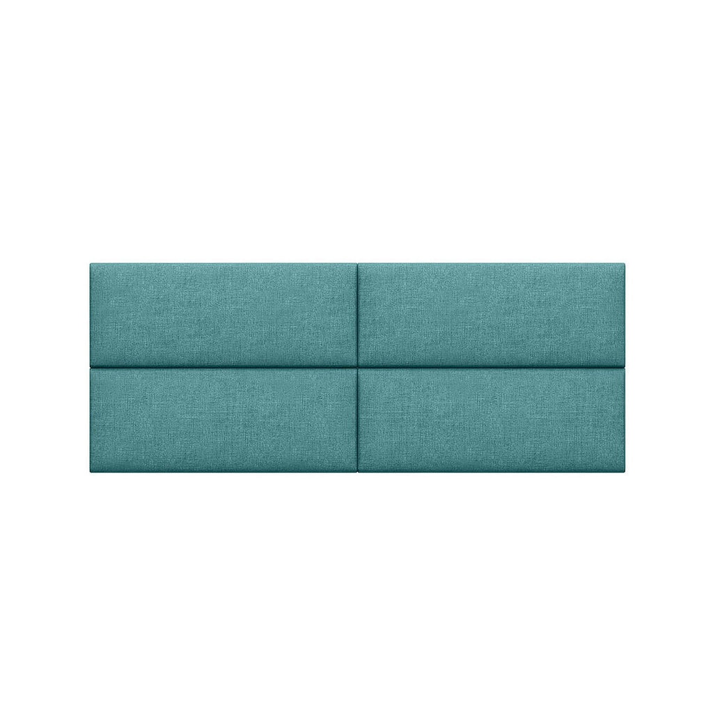 Jaxx Panelist Modern Padded Headboard – Set of 4 Wall Mounted Panels (Each 11.25" x 30") - Queen, Surf Turquoise Microvelvet - Comfortable Living Decor