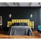 Jaxx Panelist Modern Padded Headboard – Set of 4 Wall Mounted Panels (Each 11.25" x 38") - King, Havana Brown Microvelvet - Comfortable Living Decor