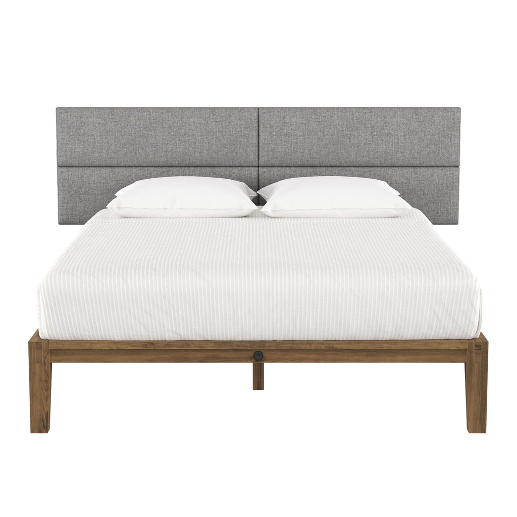 Jaxx Panelist Modern Padded Headboard – Set of 4 Wall Mounted Panels (Each 11.25" x 38") - King, Mouse Grey Microvelvet - Comfortable Living Decor