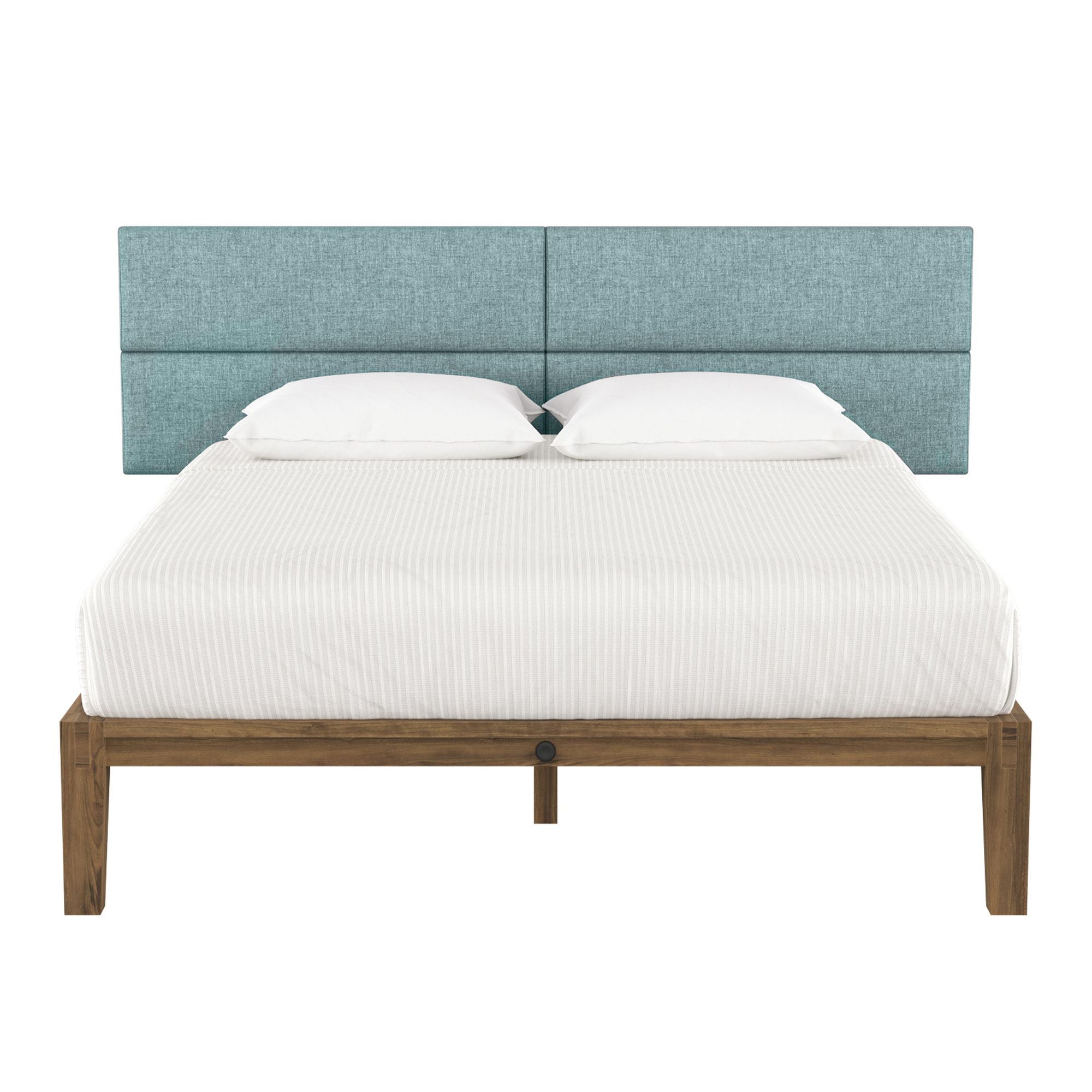 Jaxx Panelist Modern Padded Headboard – Set of 4 Wall Mounted Panels (Each 11.25" x 38") - King, Surf Turquoise Microvelvet - Comfortable Living Decor