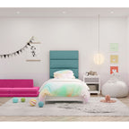 Jaxx Panelist Modern Padded Headboard – Set of 4 Wall Mounted Panels (Each 11.25" x 38") - King, Surf Turquoise Microvelvet - Comfortable Living Decor