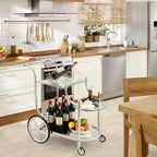 Kitchen Rolling Bar Cart with Tempered Glass Suitable for Restaurant and Hotel - Comfortable Living Decor