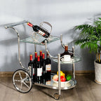 Kitchen Rolling Bar Cart with Tempered Glass Suitable for Restaurant and Hotel - Comfortable Living Decor