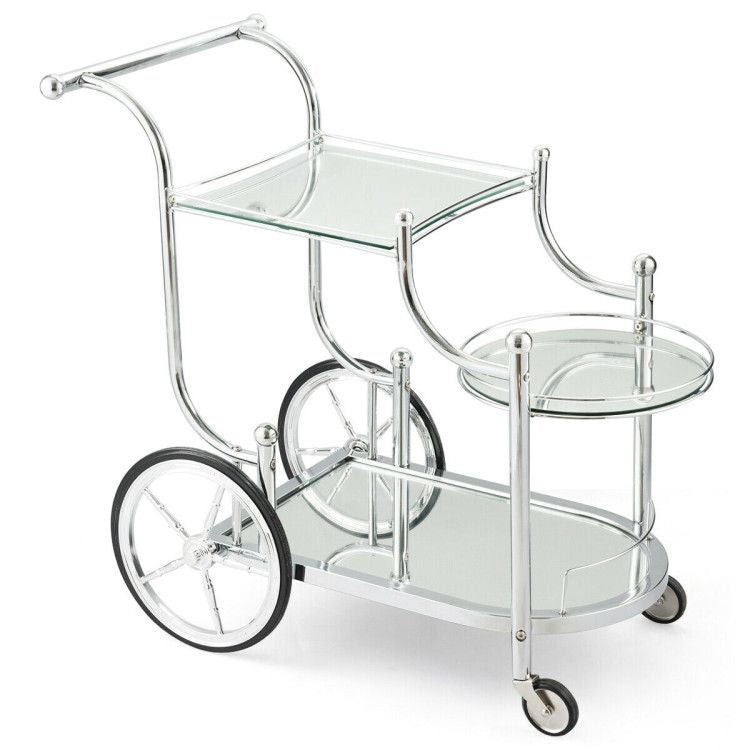 Kitchen Rolling Bar Cart with Tempered Glass Suitable for Restaurant and Hotel - Comfortable Living Decor