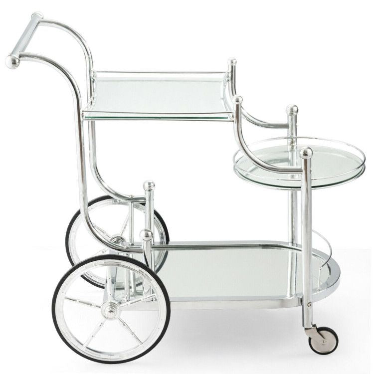 Kitchen Rolling Bar Cart with Tempered Glass Suitable for Restaurant and Hotel - Comfortable Living Decor