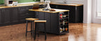 K&K 53inch Large Kitchen Island with Drop Leaf, Power Outlet, Door Internal Storage Rack, Rolling Kitchen Cart on 5 Wheels with 5 Open Side Racks for Kitchen, Dining Room,Black(Not include bar stools) - Comfortable Living Decor