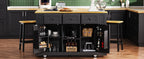 K&K 53inch Large Kitchen Island with Drop Leaf, Power Outlet, Door Internal Storage Rack, Rolling Kitchen Cart on 5 Wheels with 5 Open Side Racks for Kitchen, Dining Room,Black(Not include bar stools) - Comfortable Living Decor